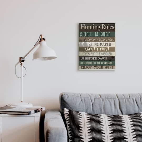 Stupell Industries Cabin Hunting Rules Rustic Charm Brown Green Wood Wall Plaque